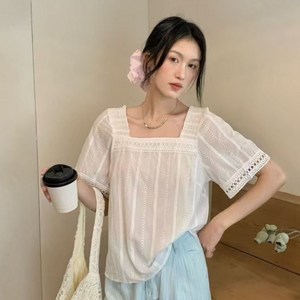 빌리즈빈 여성 스퀘어넥 레이스 블라우스 BS87