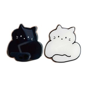 디쏠 고양이 그립 귀여운 스마트톡 휴대폰 거치대, 2p, 블랙+화이트