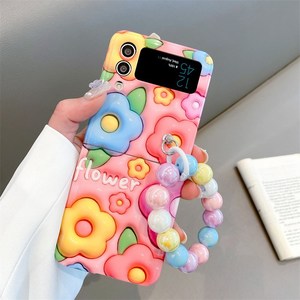 걸스코코 플라워도넛케이스 갤럭시 플립 스트랩 폰케이스