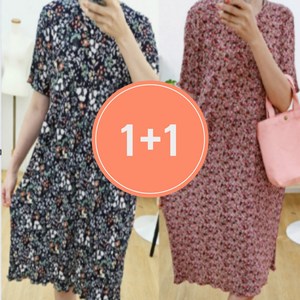 밀리바이 여성 빅사이즈 꽃무늬 플리츠 원피스 냉감 쿨 원피스 1+1
