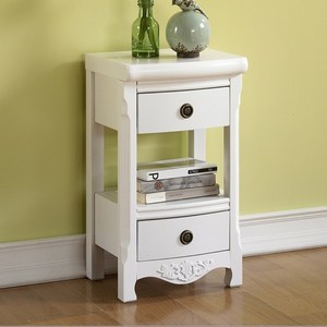 베르3단 2색 엔틱전화대 화이트 브라운 가로 330mm 원목프레임 고주파 침실인테리어협탁, 1개