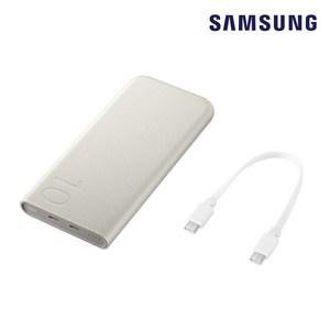 삼성 정품 25W PD 초고속충전 C타입 보조배터리 10000mAh EB-P3400 + [스피디] C to C PD 25W 케이블 1.2M 화이트, C to C 케이블(A08912), 베이지