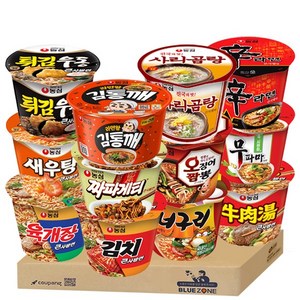 농심 큰사발 컵라면 12종 세트 (신라면 + 김통깨 + 너구리 + 육개장 + 짜파게티 + 무파마 + 오징어짬뽕 + 새우탕 + 튀김우동 + 우육탕 + 김치큰사발 + 사리곰탕), 1세트