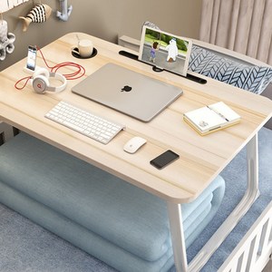 다목적 접이식 베드 책상 테이블 컵홀더형 M, 우드