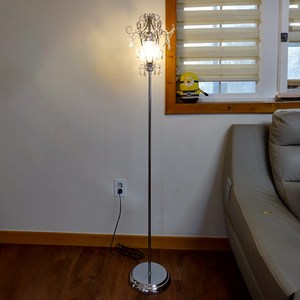 바니 크리스탈 장스탠드 거실 스탠드 조명 식물등 무드등 국내생산 3단터치 LED, 크롬대금 (은색)