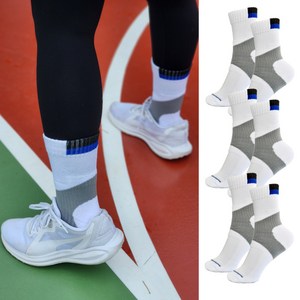 SNF 러닝 스포츠 중목양말 배드민턴 유소년 청소년 성인 남성용 여성용 운동 런닝 3set, 블랙블루