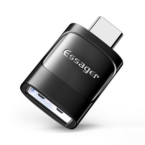 Essager C타입 A타입 5핀 to C타입 변환 OTG 젠더, 1개, 블랙, USB 3.0 to C타입