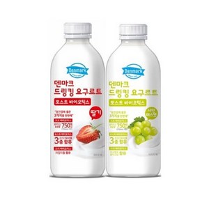 덴마크 드링킹요구르트 750mLx3병(딸기2+샤인머스캣1)혼합무배, 3개, 750ml