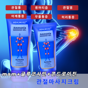 HEALMUSZ 바르는 글루코사민 크림 콘드로이친 MSM 스포츠 관절 마사지 근육통 파스 플렉스 리커버리 크림 관절약 관절통 관절염, 1개, 100ml