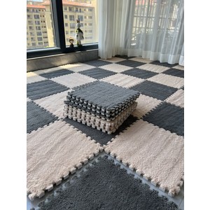 층간소음 방지 침실 거실 바닥 뽀글이 매트 쿠션 놀이 10매, 4 라이트 브라운+그레이