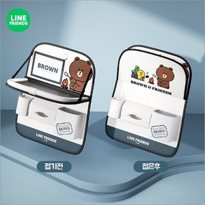 라인프렌즈 차량 뒷자석 수납 포켓 귀여운 캐릭터 자동차 테이블 여성 차량 카시트 킥매트 포켓, 화이트-뒷좌석수납, 1개