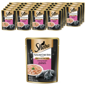 쉬바 어덜트 고양이 주식파우치, 참치+게살, 70g, 24개