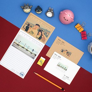 후아미 그림일기 포토사진 제작 편지지 세트 15cm x 21cm, 크라프트(편지지 6매 + 편지봉투 3매), 9매
