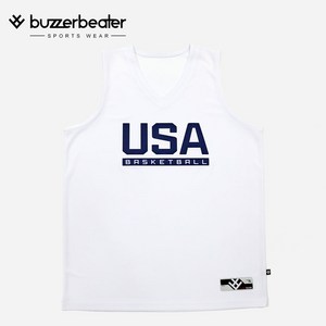 [버저비터] 농구 져지 화이트 USA TEXT 나시