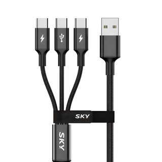 스카이 비트 3in1 USB to C타입 고강도 패브릭 멀티 고속 충전 메탈 케이블