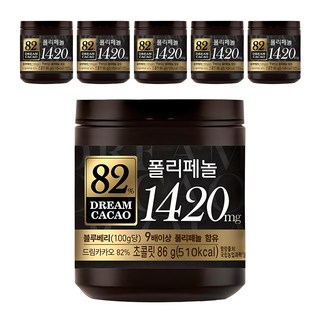 롯데웰푸드 드림카카오 82% 폴리페놀 초콜릿, 86g, 6개