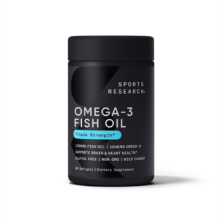 SPORTS RESEARCH 阿拉斯加鱈魚Omega-3魚油三倍增強軟膠囊, 90顆, 1罐