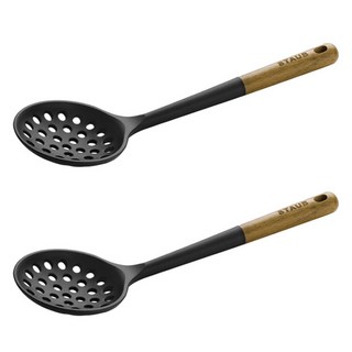 staub 矽膠漏勺, 2個, 木+黑