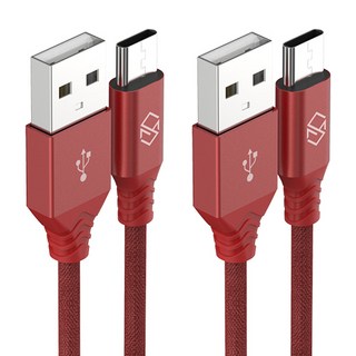 신지모루 USB-C 타입 더치 패브릭 케이블, 1m, 레드, 2개입