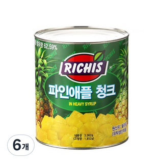 (주)동서 파인애플청크 캔, 3.062kg, 6개