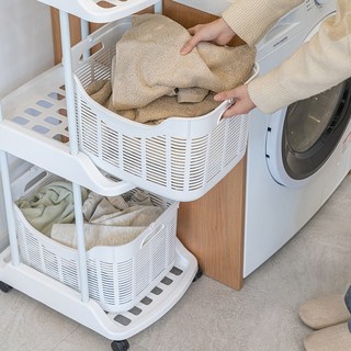 올유리빙 롱슬림 빨래바구니 60L, 2개-베이지