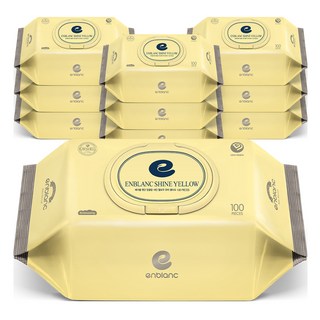 앙블랑 샤인 옐로우 유아물티슈 캡형 55gsm, 55g, 100매, 10개