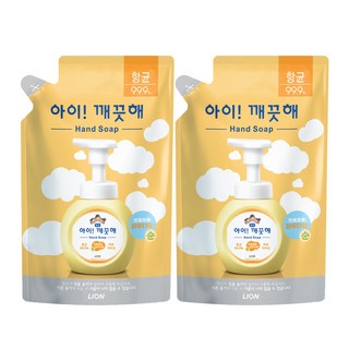 아이깨끗해 순 핸드워시 파우더향 리필용, 450ml, 2개