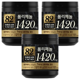 롯데웰푸드 드림카카오 다크초콜릿 82%, 86g, 3개