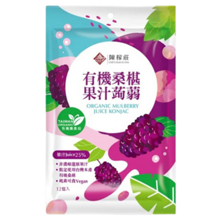 陳稼莊 有機桑椹果汁蒟蒻, 12包, 果汁25%, 純素可食, 240g, 1袋