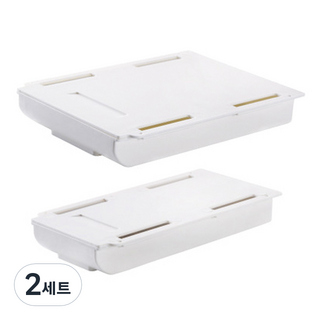 hillo 다용도 접착 슬라이드 서랍 소 + 대형, 화이트, 2세트
