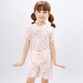Kids Line 孩童兩件式兔子印花5分袖睡衣褲組