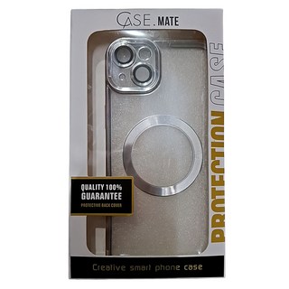 CASE.MATE 透明髮絲紋磁吸magsafe手機保護殼，適用於iPhone 14 Plus，銀色，簡約時尚，輕薄舒適, iPhone 14 Plus