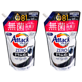 Attack 一匙靈 zero 洗衣精 滾筒式, 專業洗衣分解頑固髒污, 全方位清潔新選擇, 特大810g, ZERO洗淨技術, 810g, 2個
