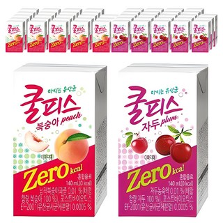 동원 쿨피스 제로 테트라 음료 복숭아 140ml 24p + 자두 140ml 24p, 1개