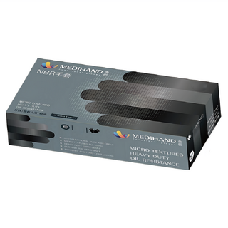 MEDIHAND 美恆 NBR手套 微粒止滑 厚款手套, M, 黑色, 1盒