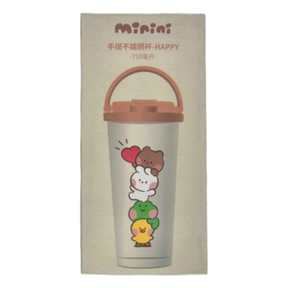 Hiromimi LINE FRIENDS minini 手提不鏽鋼杯-HAPPY 750毫升, 750ml, 1個