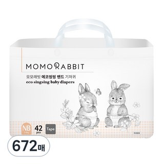 모모래빗 에코씽씽 밴드형 기저귀 신생아용 4팩, 672매, 신생아용(NB)