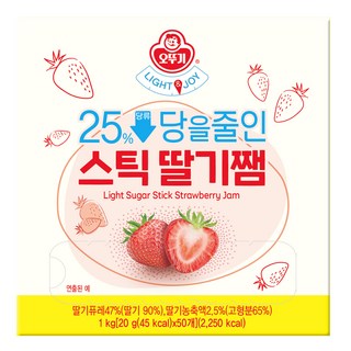 오뚜기 라이트앤조이 당을줄인 스틱딸기잼, 20g, 50개