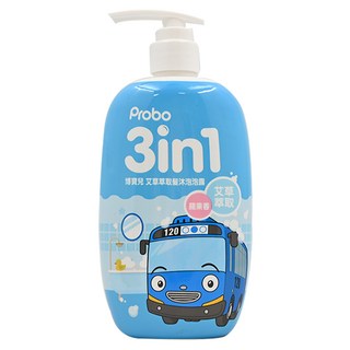 Probo 博寶兒 TAYO 三合一艾草萃取髮沐泡泡露，含艾草、蘋果等多種植物精華，溫和潔淨, 500ml, 1瓶