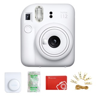 FUJIFILM 富士 instax 馬上看 Instax Mini 12拍立得相機+專用保護殼+拍立得底片 10張+迷你相冊+相片線, Mini 12(黏土白), 1組