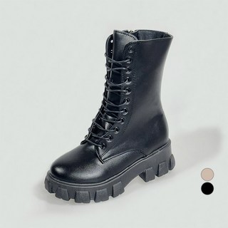 슈즈앤 여성용 데일리 레이스업 통굽 워커 부츠 sn513