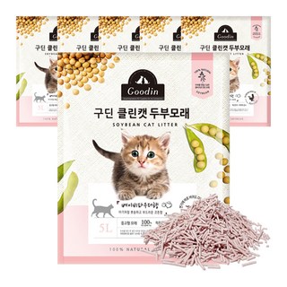 구딘 클린캣 고양이 두부모래 베이비파우더향, 5L, 6개