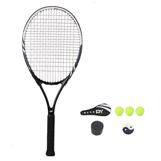 VWY 입문자용 테니스 라켓 PK628 + 가방 + 손잡이 그립 + 공 3p + 댐프너 세트, 화이트(라켓), 1개