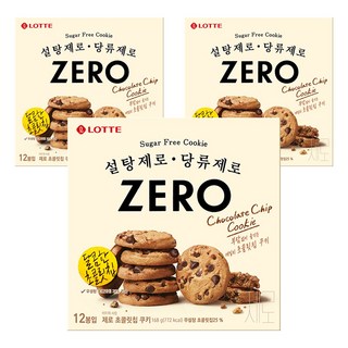 롯데제로 초콜릿 칩 쿠키 12p, 168g, 3개