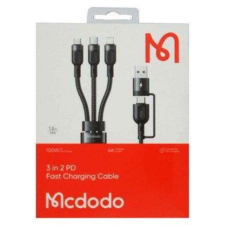 Mcdodo 麥多多 迅雷系列 二分三快充數據線, 100W PD快充, 6A電流, 1.2米, 1.2m, CA-880, 1盒