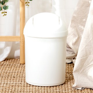 블랑오브제 반타원 푸쉬 휴지통 7L, 화이트