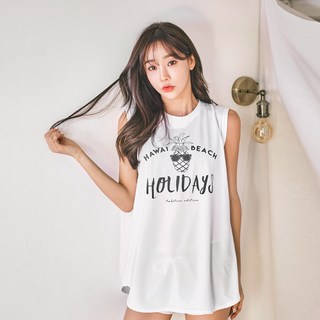 튜브트리 여성용 루즈핏 홀리데이 래쉬가드 나시 B4202