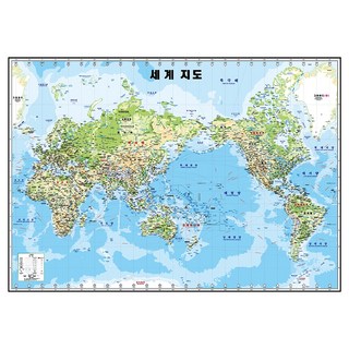 지도닷컴 세계지도 지세 지리 지도 코팅형 150 x 110 cm + 대한민국 전도, 1세트