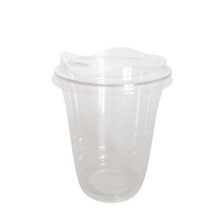 생활을그리다 투명 PET 아이스컵 + 스트로우 프리 뚜껑 세트, 410ml, 100개, 1세트