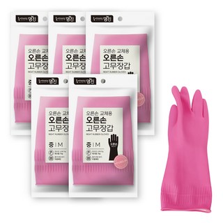 Home Edition MJ 替換用右手橡膠手套, 中( M), 粉色的, 5個